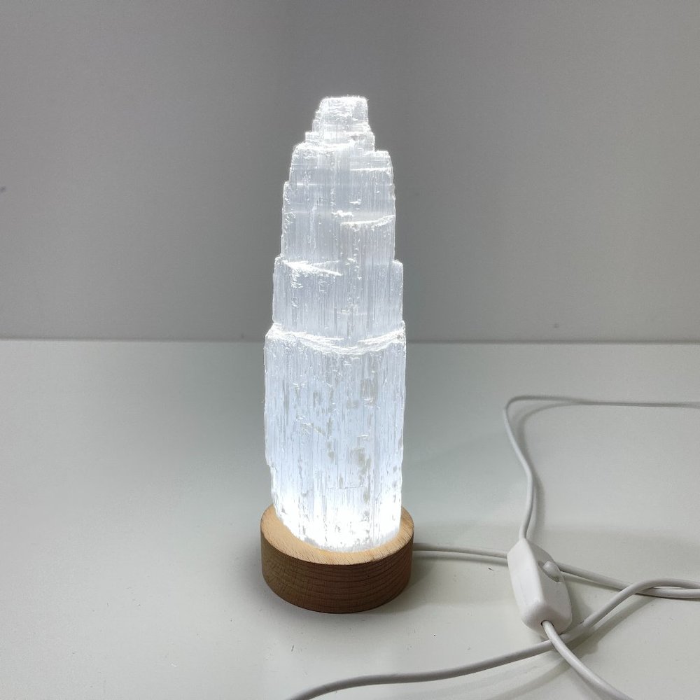Natural Crystal Healing Gemstones Decor Selenite Stone Led Lamp